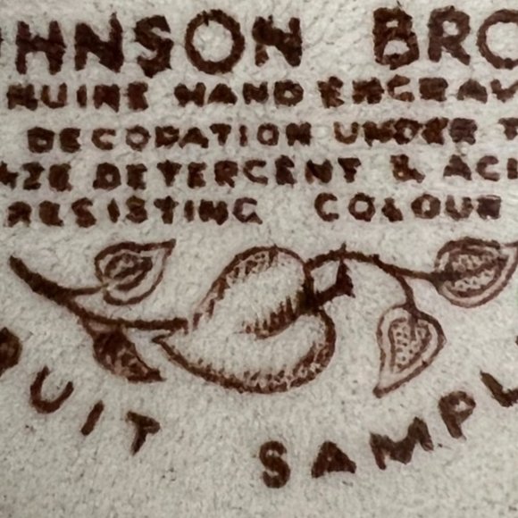 TWO Vtg Johnson Bros "Fruit Sampler" Saucers Staffordshire Old Granite England - Picture 12 of 12